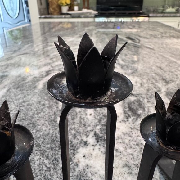 Art Deco Holt Howard  Undulating Candelabra Wrought Iron Wavy French - Picture 2 of 10